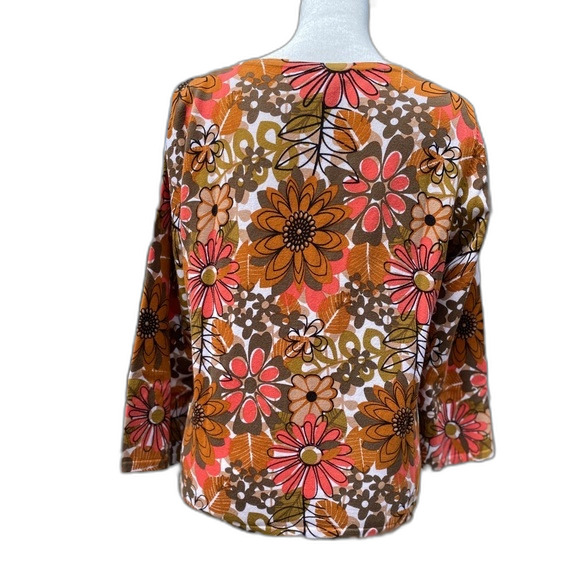 Willi Smith button fall floral sweater light weight. - Picture 3 of 9